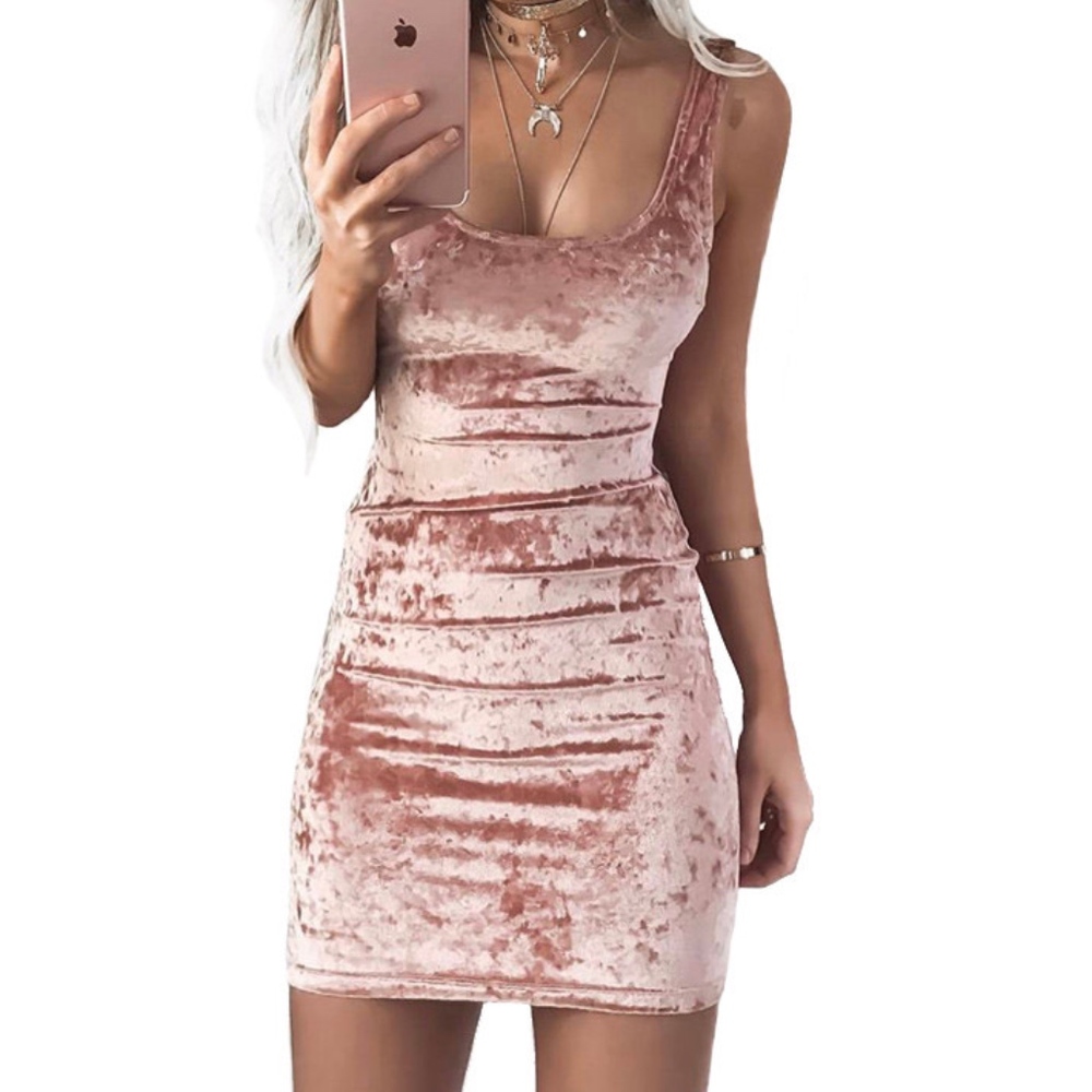 Sexy Pink Velvet BodyCon Dress S , M , L